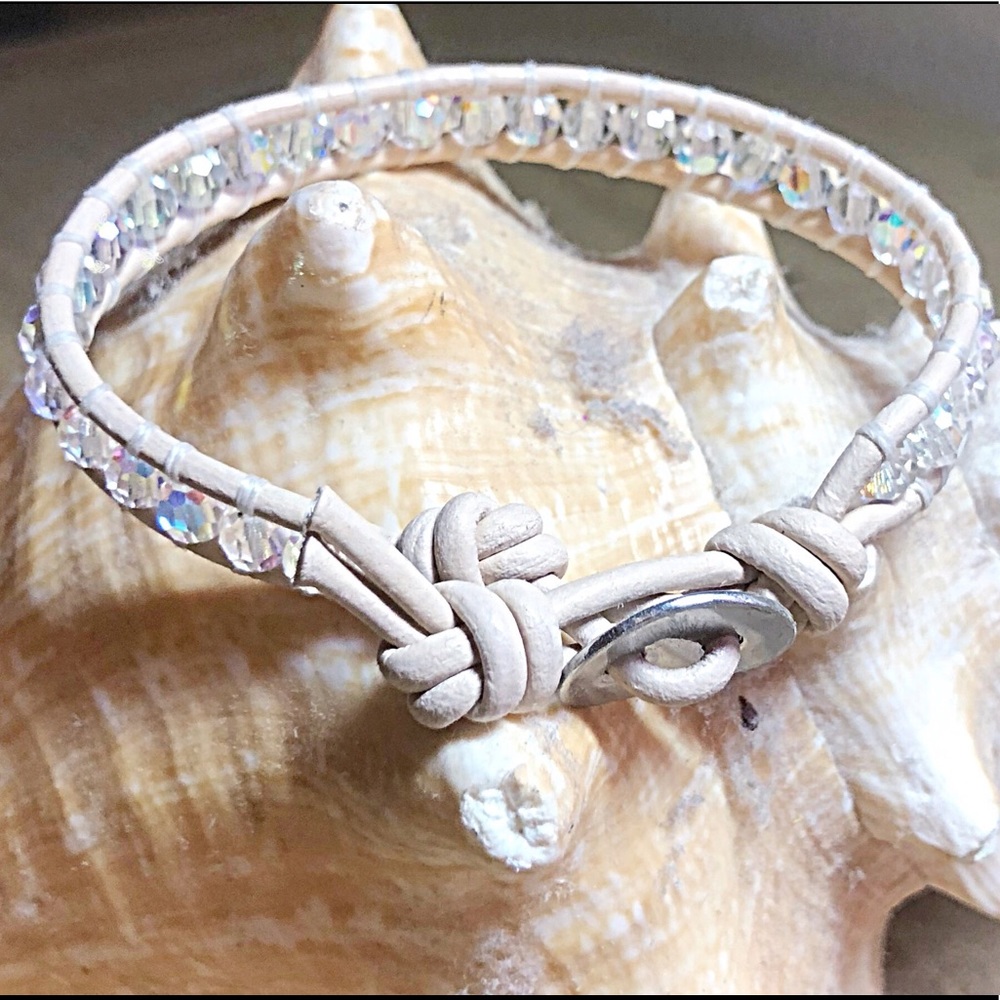 Blush Leather Swarovski Crystal Wrap - Picture 2 of 8